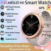 2026 GPS Smart Watch AMOLED 1.32 HD BT Call 5ATM Waterproof 170 Sport Modes 360mAh Large Battery Replaceable Strap Smart Watch