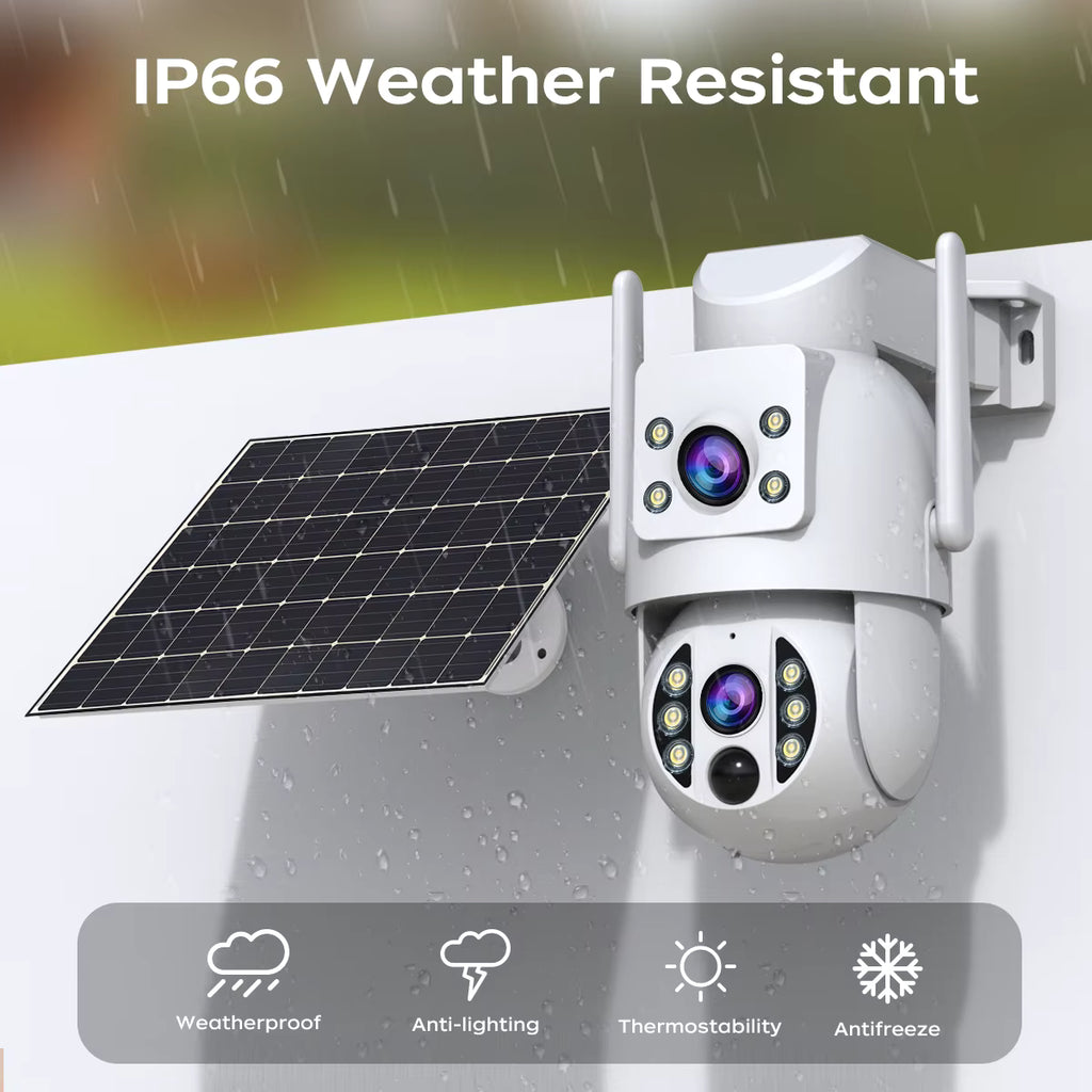 JOOAN 4K Outdoor Solar WiFi Camera Dual Lens Human Detect Night Vision Low Power Battery IP Camera CCTV Security Protection
