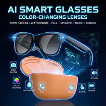 AI Smart Glasses With Camera 2026 Bluetooth Call Voice Assistant Control Eyewear Translator Photo Video Photochromic Sunglasses