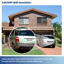 ALEVIO 2.5K Solar Security Camera WiFi Wireless Surveillance Camera Long Standby Time 24/7 Recording Color Vision Battery Cam