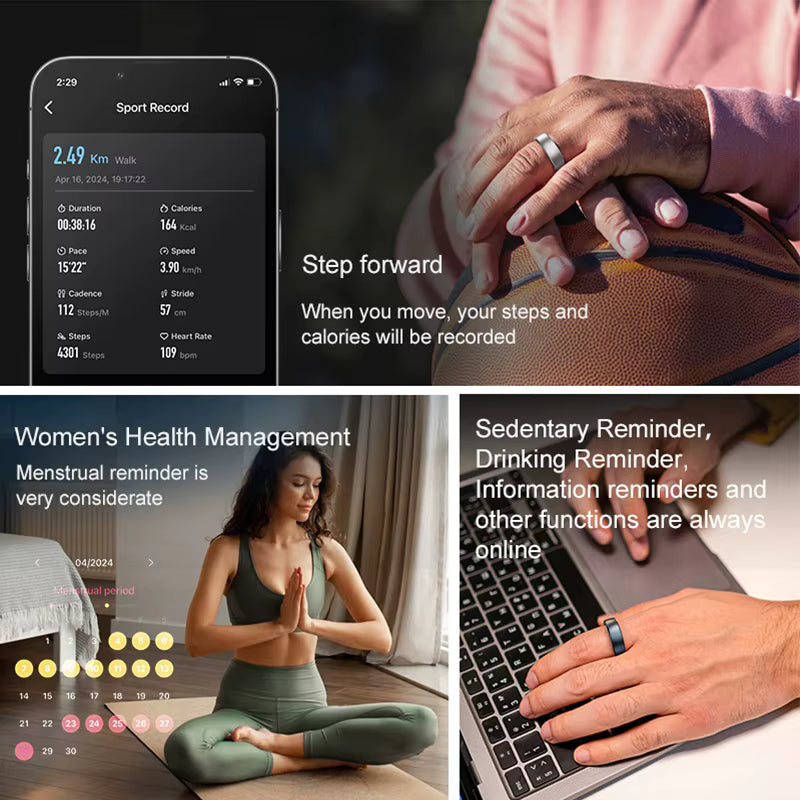 R10 Waterproof Smart Ring Health Monitor Men & Women Health & Sleep Monitor Smart Rings Multi-sport Modes QRing APP