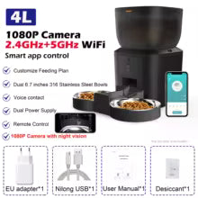 Automatic Cat Feeder With 1080p Camera Video Cat Food Dispenser Pet Smart Voice Recorder Remote Control Auto Feeder For Cat Dog