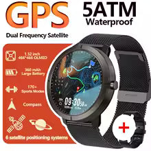 2026 GPS Smart Watch AMOLED 1.32 HD BT Call 5ATM Waterproof 170 Sport Modes 360mAh Large Battery Replaceable Strap Smart Watch