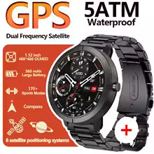 2026 GPS Smart Watch AMOLED 1.32 HD BT Call 5ATM Waterproof 170 Sport Modes 360mAh Large Battery Replaceable Strap Smart Watch