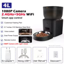 Automatic Cat Feeder With 1080p Camera Video Cat Food Dispenser Pet Smart Voice Recorder Remote Control Auto Feeder For Cat Dog