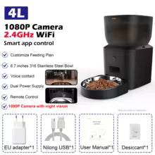 Automatic Cat Feeder With 1080p Camera Video Cat Food Dispenser Pet Smart Voice Recorder Remote Control Auto Feeder For Cat Dog