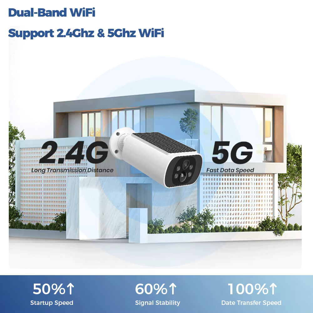 ALEVIO 2.5K Solar Security Camera WiFi Wireless Surveillance Camera Long Standby Time 24/7 Recording Color Vision Battery Cam
