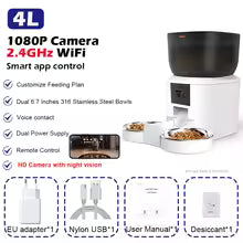 Automatic Cat Feeder With 1080p Camera Video Cat Food Dispenser Pet Smart Voice Recorder Remote Control Auto Feeder For Cat Dog