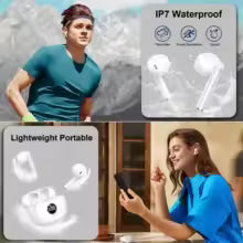 Bluetooth 5.3 Wireless Earbuds with 40H Playback ENC Noise Cancelling IP7 Waterproof Touch Control LED Display Auto Connection