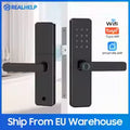 5-1 Smart Electronic Door Lock with Fingerprint Biometric Wi-Fi Tuya APP Enabled Touchscreen Keypad for 35-60mm Thickness Door