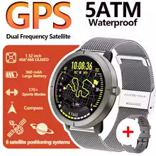 2026 GPS Smart Watch AMOLED 1.32 HD BT Call 5ATM Waterproof 170 Sport Modes 360mAh Large Battery Replaceable Strap Smart Watch