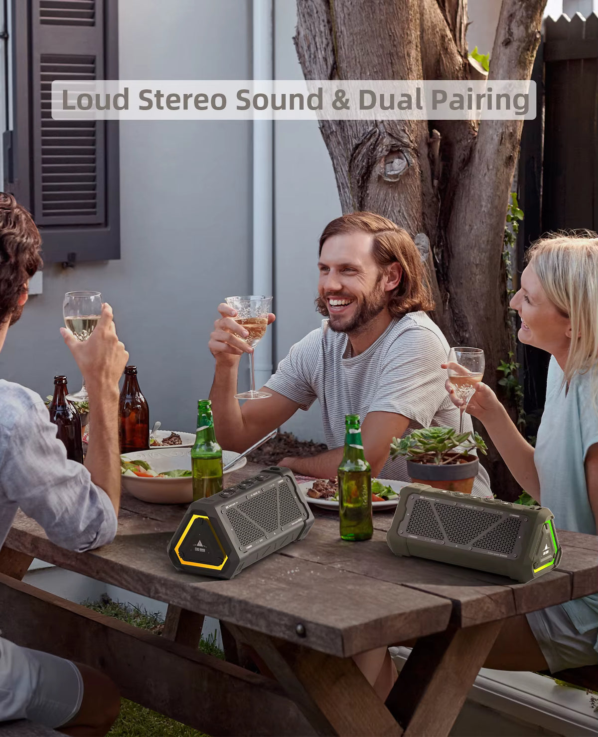 MLOVE P3 Outdoor Bluetooth Speaker, 40W Output Power Bluetooth 5.3 Speaker ,Stereo Sound IPX7 Waterproof,Micro SD Card,RGB Light