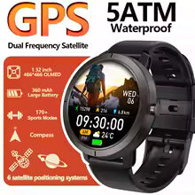 2026 GPS Smart Watch AMOLED 1.32 HD BT Call 5ATM Waterproof 170 Sport Modes 360mAh Large Battery Replaceable Strap Smart Watch