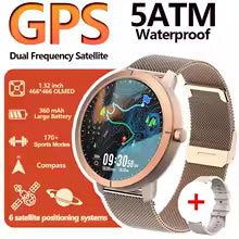 2026 GPS Smart Watch AMOLED 1.32 HD BT Call 5ATM Waterproof 170 Sport Modes 360mAh Large Battery Replaceable Strap Smart Watch