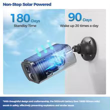 ALEVIO 2.5K Solar Security Camera WiFi Wireless Surveillance Camera Long Standby Time 24/7 Recording Color Vision Battery Cam