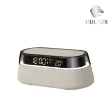 6-in-1 Smart Alarm Clock - 15W Wireless Charger, Bluetooth Speaker, FM Radio, Dual Alarm, USB Charger & RGB Night Light
