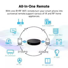 Tuya WiFi Universal Infrared IR RF433/315 Remote Control 2 in 1 Smart Home Controller for TV DVD Voice Works with Alexa Google