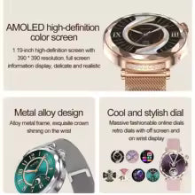 696 Blue Tooth Call Smart Watches AMOLED Screen Women Heart Rate Sports Fitness Lady Waterproof Music Smartwatch NFC Fashion