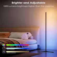 2PCS Smart APP Control Corner Floor Lamp Standing Light for Living Room Work With Remote Music Sync RGBIC Color Change 160CM