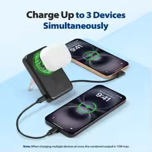 Magnetic Power Bank 10000mAh with Built-in USB-C Cable & Zinc Alloy Stand, 30W PD Fast Charging Wireless Portable Charger for iPhone 17 16 15 Samsung Xiaomi