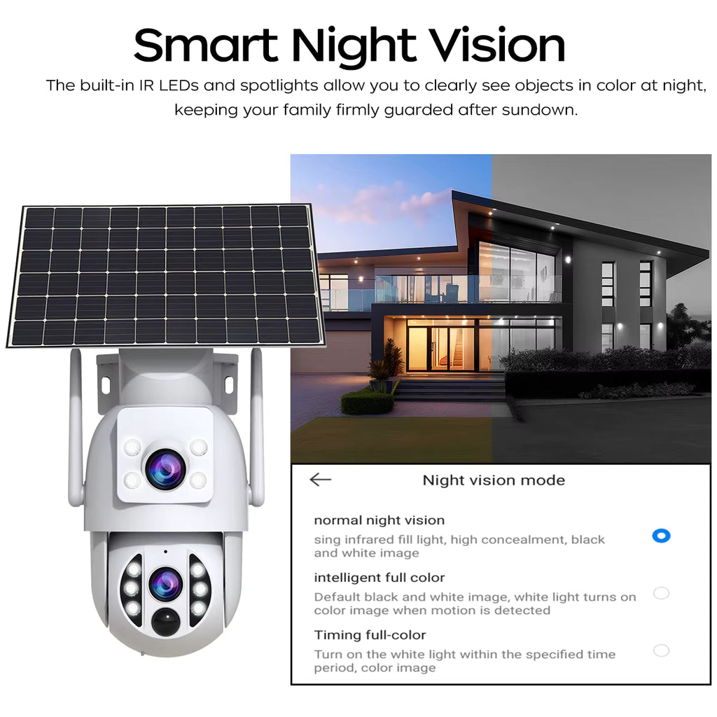 JOOAN 4K Outdoor Solar WiFi Camera Dual Lens Human Detect Night Vision Low Power Battery IP Camera CCTV Security Protection