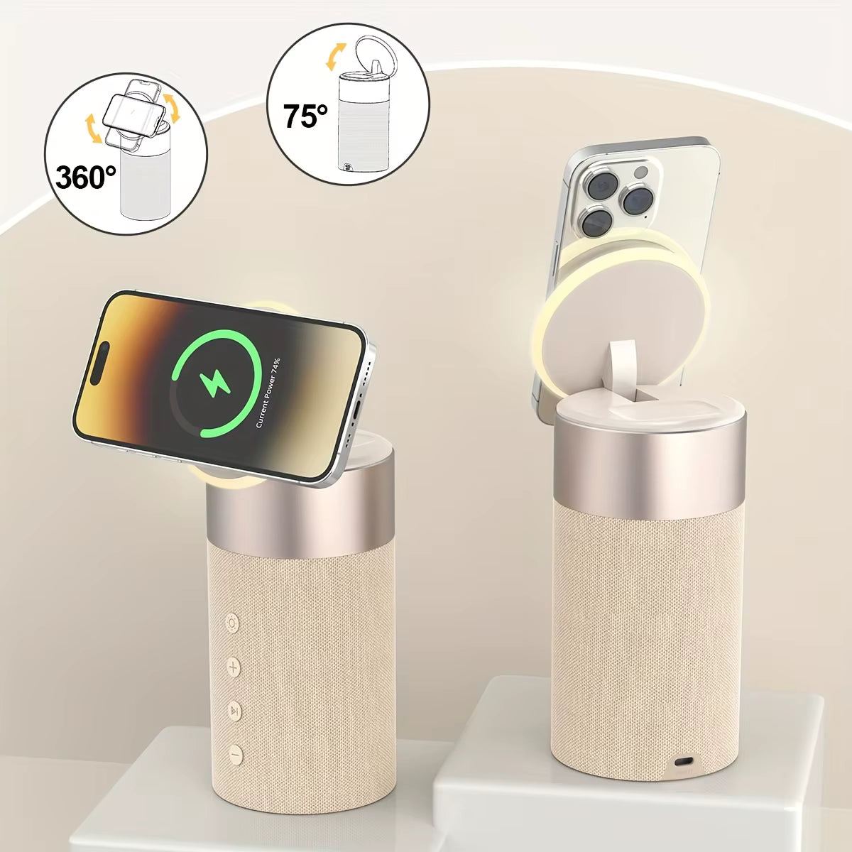 4-in-1 Magnetic Wireless Charger & Bluetooth Speaker with Night Light - Perfect Gift for IPhone XIAOMI HUAWEI Samsung & AirPods