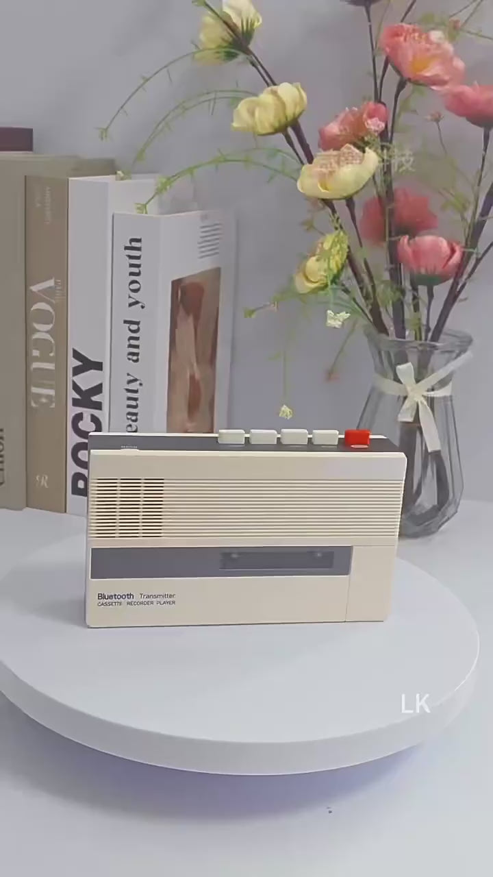 Retro Style Cassette Player Stereo Music Walkman Built in Bluetooth Speaker with Recording Function and 3.5mm Headphone Jack